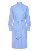 Belted Cotton Oxford Shirtdress Polvipituinen Mekko Blue Polo Ralph La...