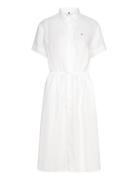Linen Ss Midi Shirt Dress Polvipituinen Mekko White Tommy Hilfiger