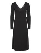 F&F Wrap Midi Dress Ls Polvipituinen Mekko Black Tommy Hilfiger