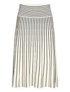 Striped Cotton-Blend Midi Skirt Polvipituinen Hame Cream Lauren Ralph ...