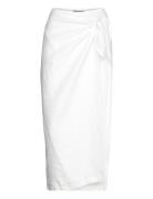 Linen Wrap Skirt Polvipituinen Hame White Polo Ralph Lauren