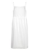 Linen Midi Slip Dress Polvipituinen Mekko White Tommy Hilfiger