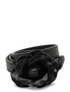 Leather Flower-Buckle Skinny Belt Vyö Black Lauren Ralph Lauren