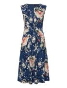 Floral Twist-Front Stretch Jersey Dress Polvipituinen Mekko Navy Laure...