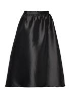 Hayden Pleated Wide Midi Skirt Polvipituinen Hame Black Malina
