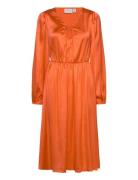 Vipetia L/S V-Neck Mid Calf Dress/Dc Polvipituinen Mekko Orange Vila