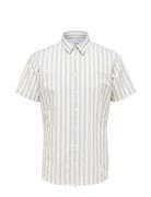 Slhregnew-Linen Shirt Ss Classic Tops Shirts Short-sleeved Cream Selec...
