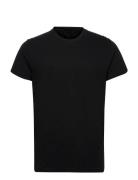 Regular Fit Round Neck T-Shirt Tops T-shirts Short-sleeved Black Revol...
