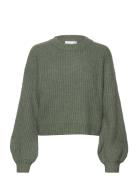 Vifelo L/S Cropped Knit Top/Su - Noos Tops Knitwear Jumpers Green Vila