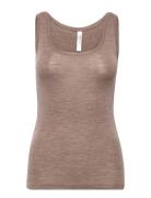 Camisole Merino Wool Tops T-shirts & Tops Sleeveless Brown Lindex