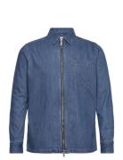 Relaxed Denim Zip Shirt - Gots/Vega Tops Shirts Casual Blue Knowledge ...