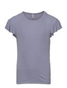 Kogbelia Ruffle S/L Top Jrs Tops T-shirts Short-sleeved Blue Kids Only