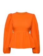 Carrie Ls Bow Blouse Tops Blouses Long-sleeved Orange Notes Du Nord
