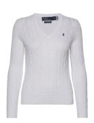 Cable-Knit Cotton V-Neck Sweater Tops Knitwear Jumpers White Polo Ralp...