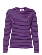Moa Stripe Long Sleeve Gots Tops T-shirts & Tops Long-sleeved Purple D...