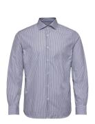 Slim Fit Striped Cotton Shirt Tops Shirts Casual Navy Mango