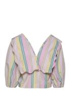 Stripe Cotton Tops Blouses Short-sleeved Multi/patterned Ganni
