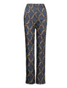 Satin Printed Trousers Bottoms Trousers Flared Blue Mango