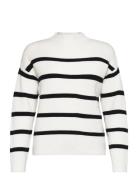 Viril Mockneck L/S Knit Rib Top 2- Noos Tops Knitwear Turtleneck White...