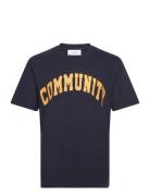 Deacon T-Shirt Tops T-shirts Short-sleeved Navy Les Deux