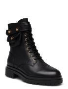 Cammie Burnished Leather Boot Shoes Boots Ankle Boots Laced Boots Blac...