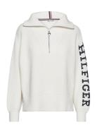 Placed Hilfiger 1/2 Zip Sweater Tops Knitwear Jumpers White Tommy Hilf...