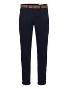 Slim Chino With Belt Bottoms Trousers Chinos Navy Tom Tailor