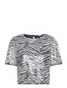 Objnidia S/S Sequin Top 129 Tops T-shirts & Tops Short-sleeved Black O...