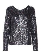 Sequin Blouse Tops Blouses Long-sleeved Grey A-View