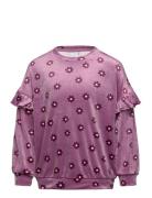 Sweater Velour Aop Tops Sweat-shirts & Hoodies Sweat-shirts Purple Lin...