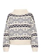 Geo-Motif Wool-Blend Sweater Tops Knitwear Jumpers Cream Polo Ralph La...