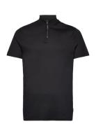 Onsesteban Reg 1/4 Zip Mock Neck Tee Tops T-shirts Short-sleeved Black...