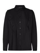 Lr-Bradie Tops Shirts Long-sleeved Black Levete Room