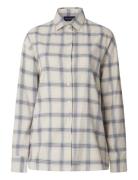 Edith Organic Cotton Check Flannel Shirt Tops Shirts Long-sleeved Whit...