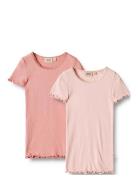 2 Rib T-Shirt S/S Katie Tops T-shirts Short-sleeved Pink Wheat