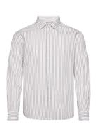 Stretch Fabric Slim-Fit Striped Shirt Tops Shirts Casual Grey Mango
