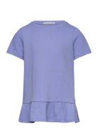Volant Rib T-Shirt Tops T-shirts Short-sleeved Blue Tom Tailor