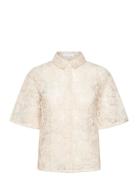 Shirt With Lace Tops Shirts Short-sleeved Cream Coster Copenhagen