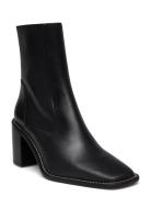 Francesca Black Leather Ankle Boots Shoes Boots Ankle Boots Ankle Boot...