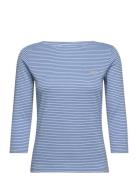 T-Shirt Boat Neck Stripe Tops T-shirts & Tops Long-sleeved Blue Tom Ta...