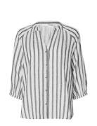 Slfalberta 3/4 Stripe Shirt Noos Tops Shirts Long-sleeved White Select...