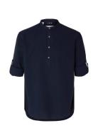 Slhregnew-Linen Shirt Tunic Ls Band Tops Shirts Casual Navy Selected H...