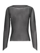 Mesh Rhinest Top Tops T-shirts & Tops Long-sleeved Black Gina Tricot
