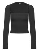 Soft Touch Square Neck Top Tops T-shirts & Tops Long-sleeved Black Gin...