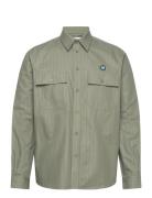 Carson Herringb Shirt Tops Shirts Casual Khaki Green Double A By Wood ...