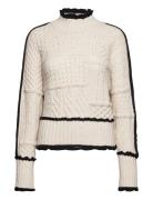 Cable-Knit Sweater With Contrasting Trim Tops Knitwear Jumpers Cream M...