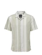 Onscaiden Life Stripe Linen Resort Noos Tops Shirts Short-sleeved Beig...