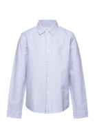 Striped Oxford Shirt Tops Shirts Long-sleeved Shirts Blue Mango