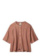 Naram Over D Shirt Tops Shirts Short-sleeved Brown Bongusta
