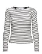 Striped Rib T-Shirt Tops T-shirts & Tops Long-sleeved Black Mango